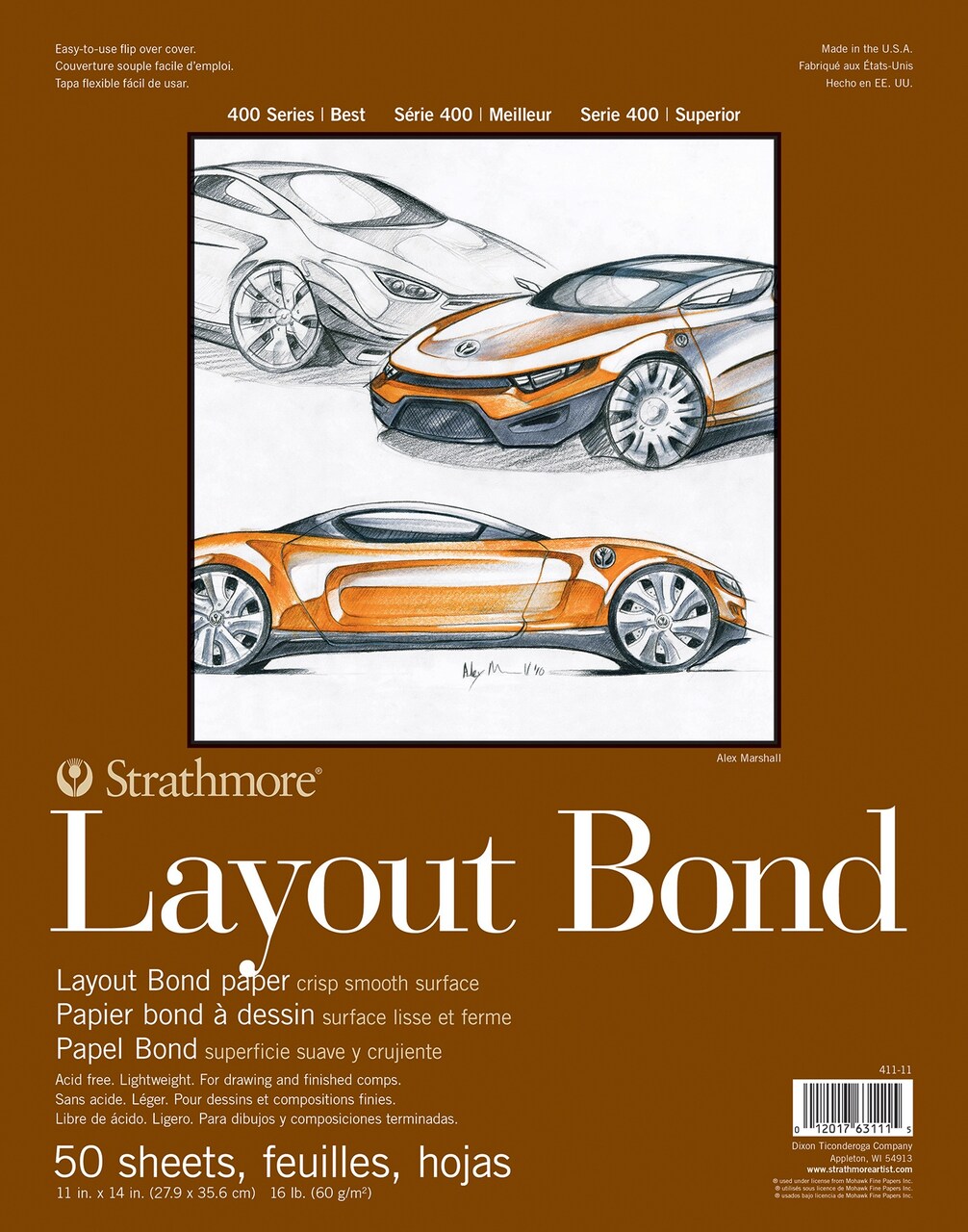 Strathmore 400 Series Layout Pad 11"X14"-Glue Bound, 50 Sheets